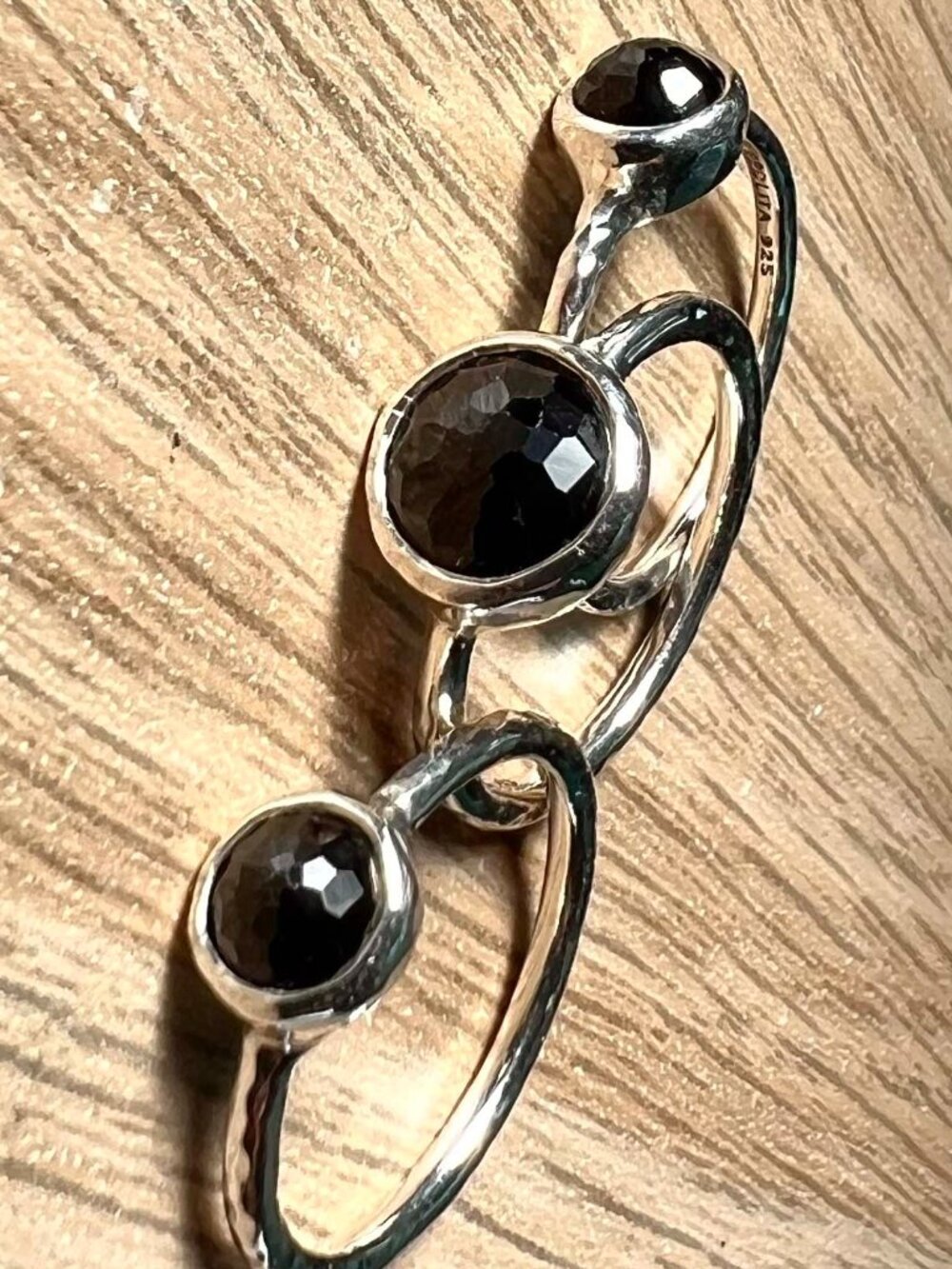 $895 Ippolita Rock Candy Sterling Silver Black Onyx 3 Ring Stack Set 6.5